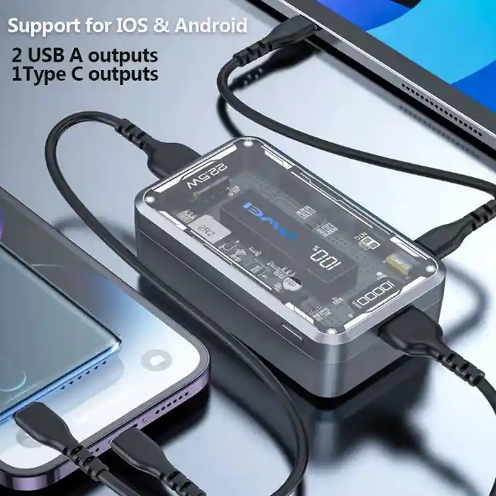 Awei P111K 10000mAh 22.5W Transparent Super Fast Charging Mini Power Bank